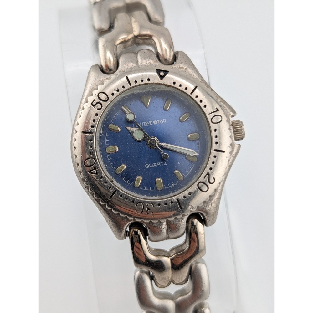 Vintage Limited Too Girls Watch 27mm Case Blue Dial Silver 6.75" Band- Working